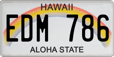 HI license plate EDM786
