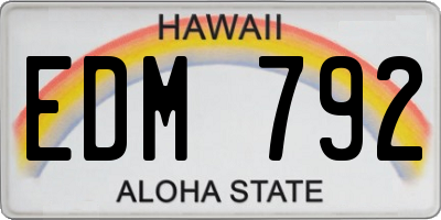 HI license plate EDM792