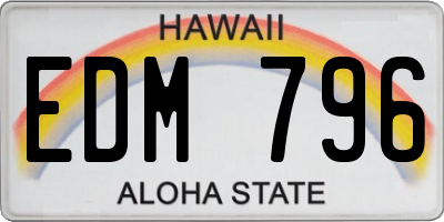 HI license plate EDM796