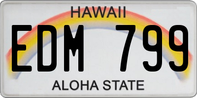 HI license plate EDM799