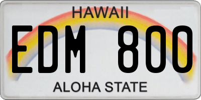 HI license plate EDM800