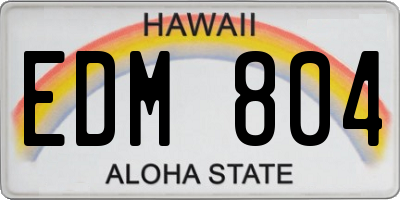 HI license plate EDM804