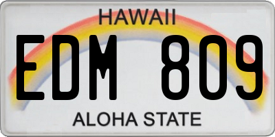HI license plate EDM809