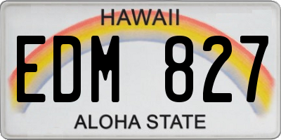 HI license plate EDM827