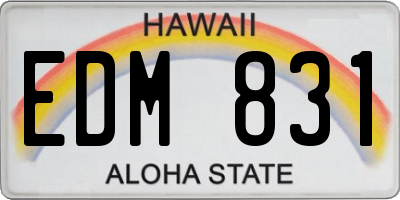 HI license plate EDM831