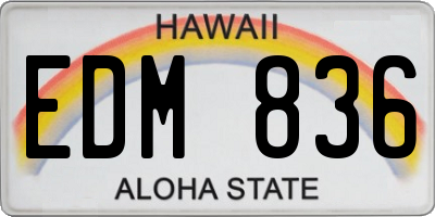 HI license plate EDM836