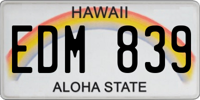 HI license plate EDM839