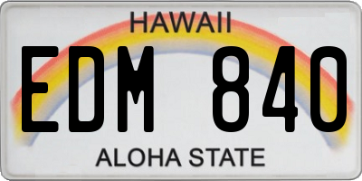 HI license plate EDM840