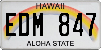 HI license plate EDM847