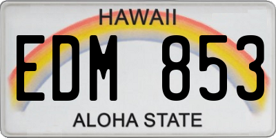 HI license plate EDM853