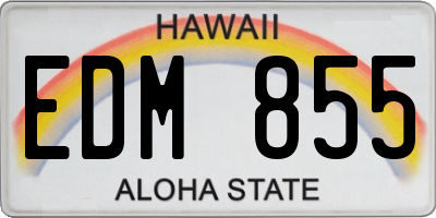 HI license plate EDM855