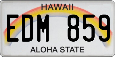 HI license plate EDM859