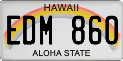 HI license plate EDM860