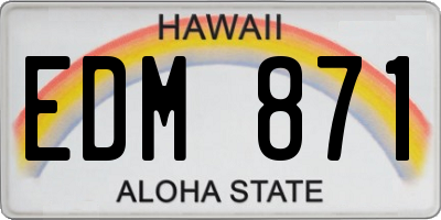 HI license plate EDM871