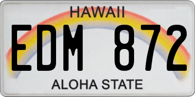 HI license plate EDM872