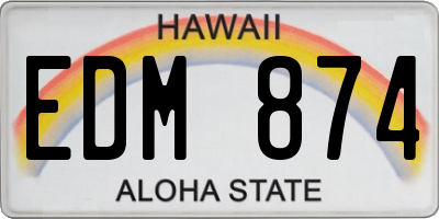 HI license plate EDM874