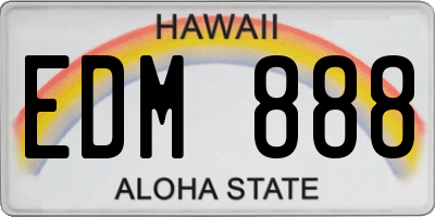 HI license plate EDM888