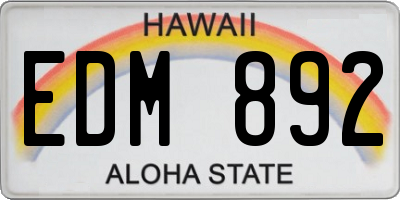 HI license plate EDM892