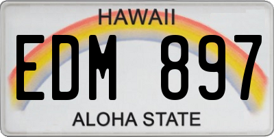 HI license plate EDM897