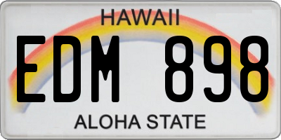 HI license plate EDM898