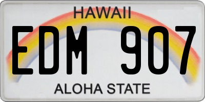 HI license plate EDM907