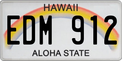 HI license plate EDM912
