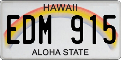 HI license plate EDM915