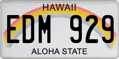 HI license plate EDM929
