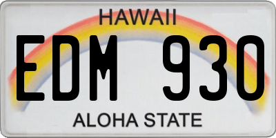 HI license plate EDM930