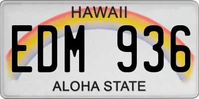 HI license plate EDM936