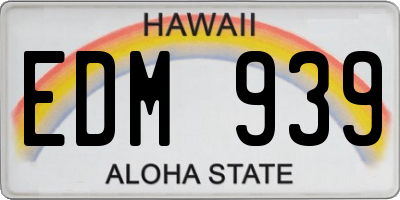 HI license plate EDM939