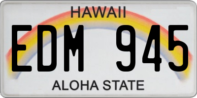 HI license plate EDM945