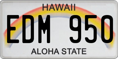 HI license plate EDM950