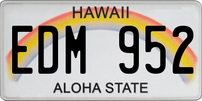 HI license plate EDM952
