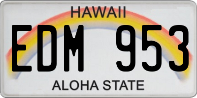 HI license plate EDM953