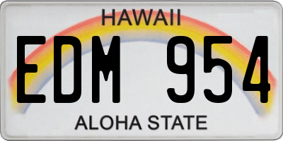 HI license plate EDM954
