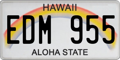 HI license plate EDM955