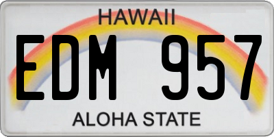 HI license plate EDM957