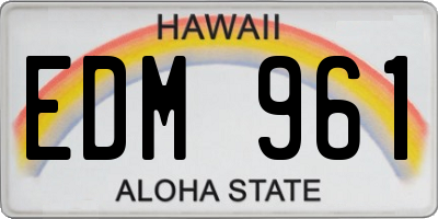 HI license plate EDM961
