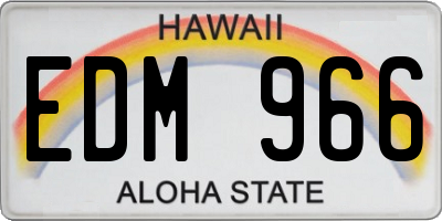 HI license plate EDM966