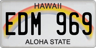 HI license plate EDM969
