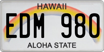 HI license plate EDM980