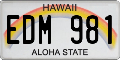 HI license plate EDM981