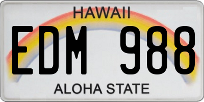 HI license plate EDM988