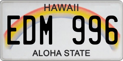 HI license plate EDM996