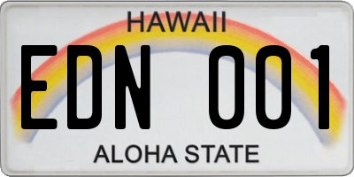HI license plate EDN001