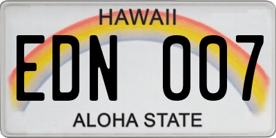 HI license plate EDN007