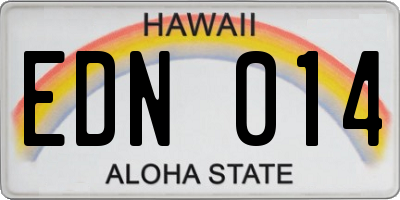 HI license plate EDN014