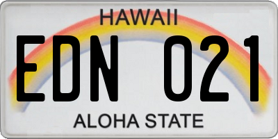 HI license plate EDN021