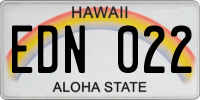 HI license plate EDN022